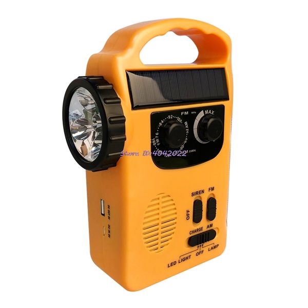 

Outdoor emergency hand crank olar dynamo am fm radio power bank with led lamp
