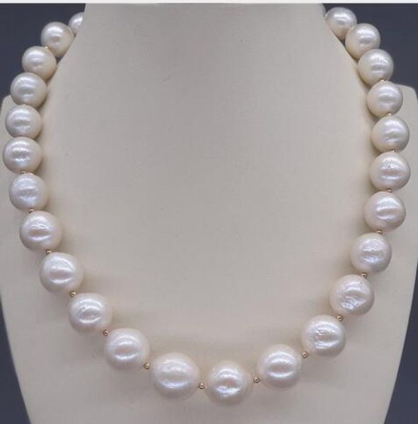 

12-13mm genuine natural white baroque reborn keshi pearl necklace 18 inch, Silver