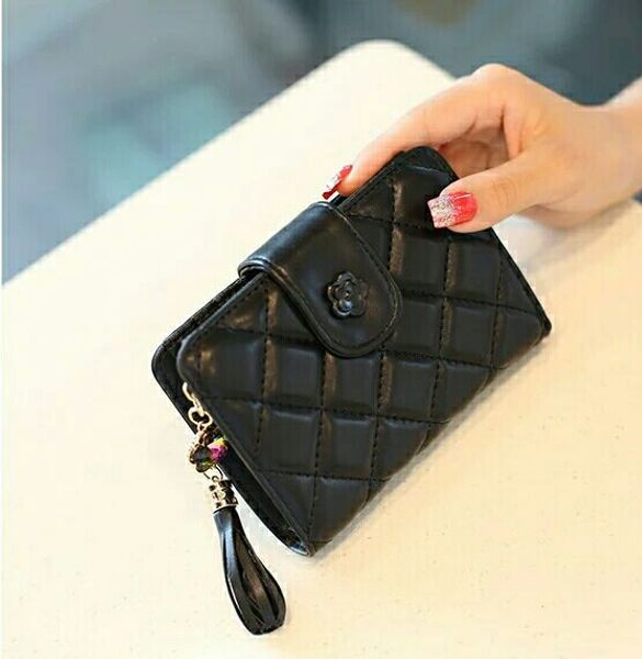 

women's rfid blocking elegant pu tassel purse small leather accordion wallet, Red;black