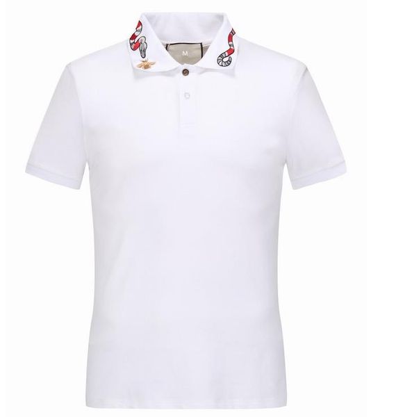 

summer designer polo shirts made in italy tee homme luxury t-shirt for men high street short sleeved embroidery snakes bee clothes, White;black
