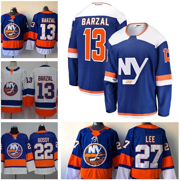 

2019 alternate third blue 13 mathew barzal jersey new york islanders 27 anders lee 22 mike bossy denis potvin hockey white stitched men, Black;red