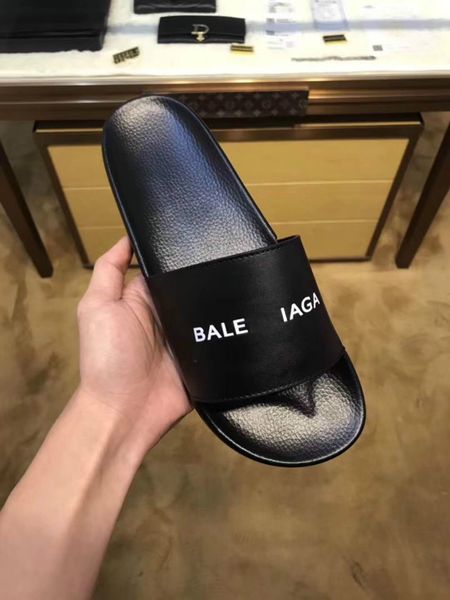 

ba lenciaga new europe brand fashion mensstriped sandals causal non-slip summer huaraches slippers flip flops slipper quality, Black