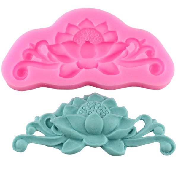 

lotus flower mold 3d silicone cake fondant mold kitchen baking chocolate fondant lace molds wedding cake decorating tools ct956
