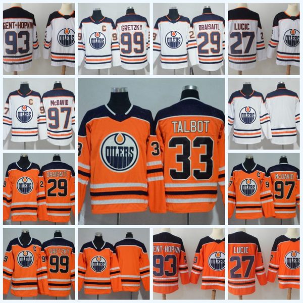 

Mens Edmonton Oilers Jersey 33 Cam Talbot 29 Leon Draisaitl 99 Wayne Gretzky 93 Ryan Nugent-Hopkins 27 Milan Lucic Ice Hockey Jerseys
