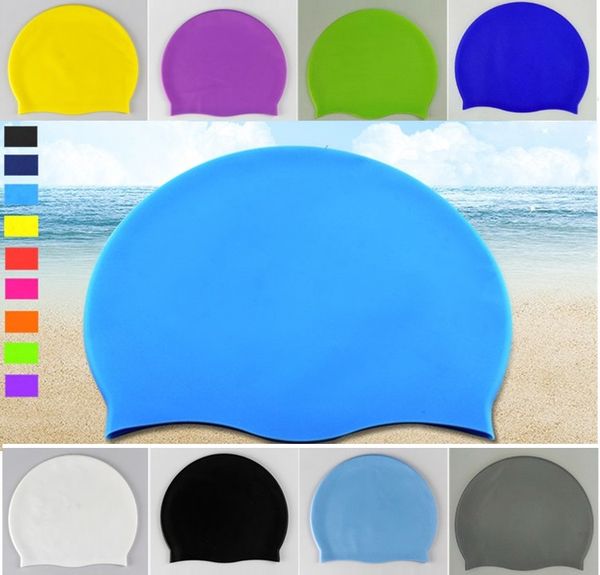 Acheter Silicone Imperméable à Leau De Natation Casquettes Oreille Protection Cheveux Longs Sports Nager Piscine Chapeau Bonnet De Bain Taille Libre