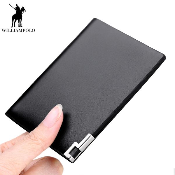 

williampolo mini wallet men leather slim bifold purse front pocket real leather purse short metal angle small wallet male pl189, Red;black