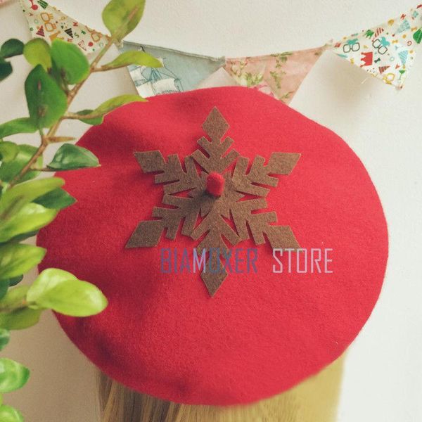 

biamoxer lolita hats mori girl lolita snowflake beret painter cap red tomato simple sweet preppy birthday gift a women berets, Blue;gray