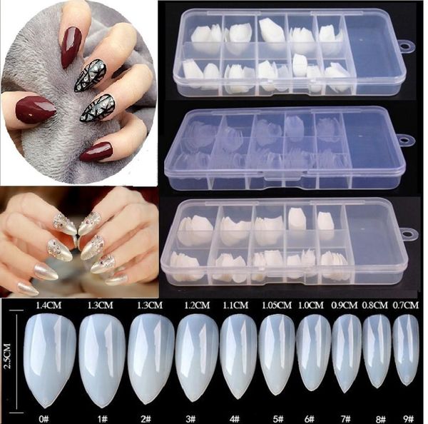 Unhas postiças Unhas De Acrílico Branco Bege Claro Falso Unhas Curto Longo DIY Artificial Nail Art Tips Com Caixa De Varejo