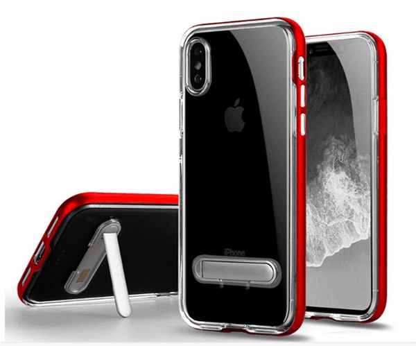 

New Crystal TPU Metal hybrid Case With Magnet Stand For iphone XS Max 8 7 6 6s plus 5s SGP Bumper Phone Case