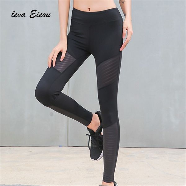 

black sport leggings for women fitness yoga mesh pants 2018 full length slim high waist running jogger pants elastic sport xl l, White;red