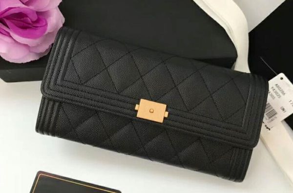 

Dhl 5a a80286 boy flap wallet cavier calf kin lamb kinleather gold ilver tone metal come with du t bag box