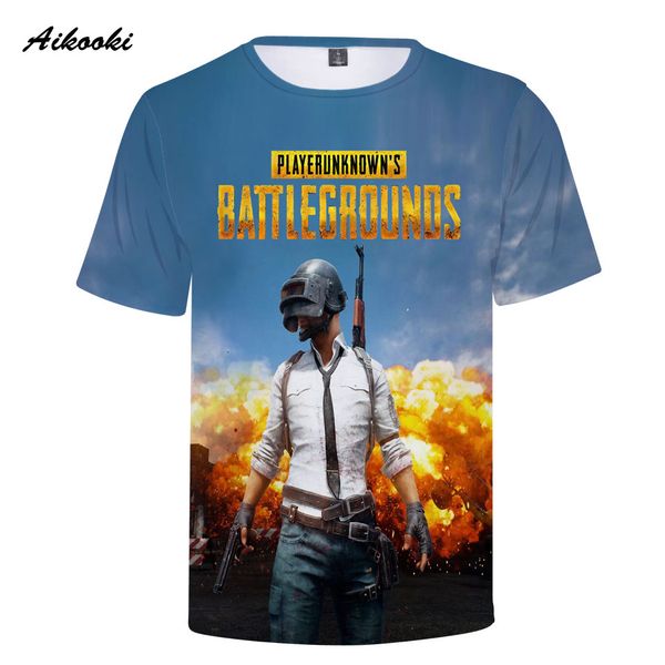 

aikooki new pubg 3d t-shirt clothes men t shirt 2018 cool tees short sleeve summer handsome men/women 3d, White;black