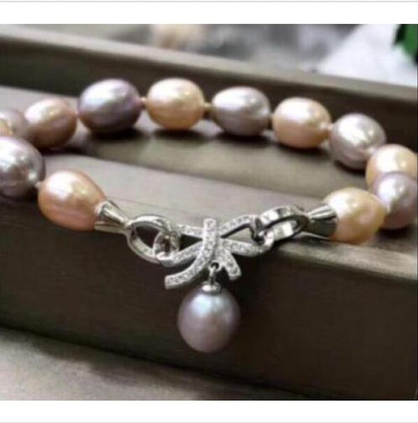 

charming 10-12mm natural south sea baroque multicolor pearl bracelet 7.5-8, Black