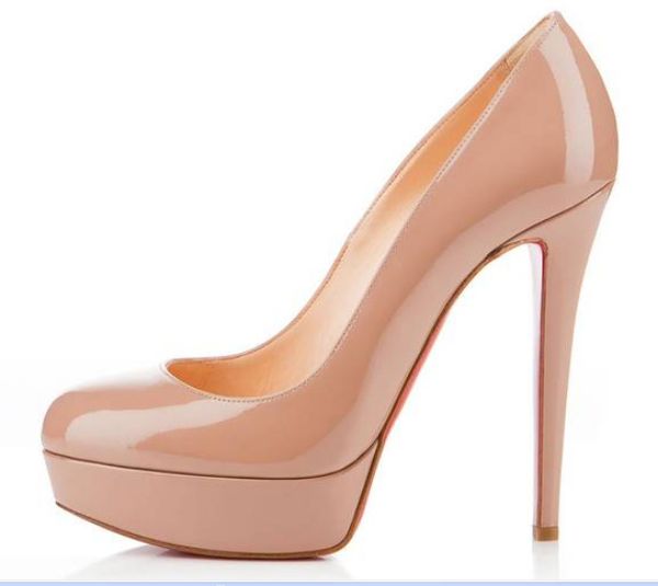 

Дизайнерская марка Black Matte Leather Round Toes Red Bottom Высокие каблуки, Мода Женщины Обнаженн