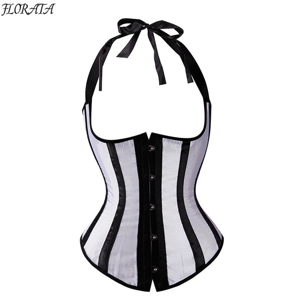 

women's shoulder straps tank steampunk corset underbust corset bustiers waist cincher shapewear plus size body shaper, Black;white
