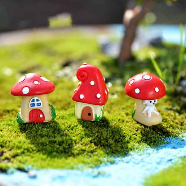 

cartoon mushroom house plant pot bonsai material moss terrarium ornaments micro landscape accessories fairy garden deskdiy zakka