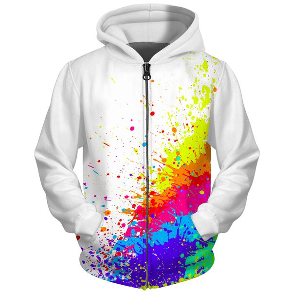 

cloudstyle paint hoodies zipper men women 3d print sweatshirt hip hop loose pullover male zip hoodie splatter dye tracksuit, Black