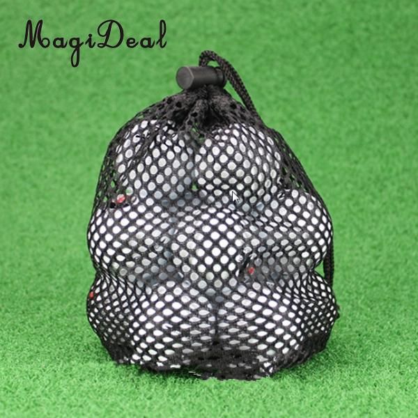 

magideal 1pc nylon mesh net golf ball pouch / golf ball collector tennis balls storage bag black 20 x 14 cm gifts