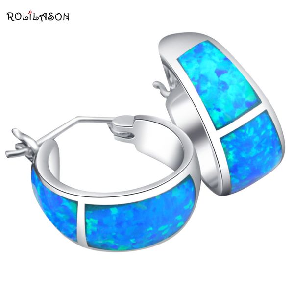 

whole sale5.5g wholesale & retail blue fire opal silver stamped hoop earrings for women fashion jewelry opal jewelry oe061, Golden;silver