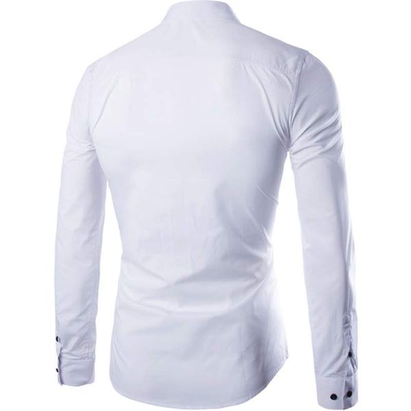

обычная марка белая мужская рубашка с длинным рукавом сорочка homme мода бизнес дизайн мужская slim fit рубашки платья повседневная camisa s, White;black