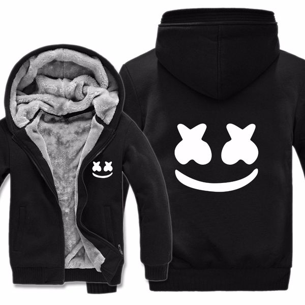 

Winter Style Hip Hop MARSHMELLO Hoodies Sweatshirt Men Casual New MARSHMELLO Face Warm Liner Mens Fleece Sweatshirt Jacket