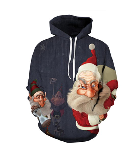 

new fashion casual harajuku hoodies 3d print santa claus hoodies pullovers graphic sweatshirts a79, Black