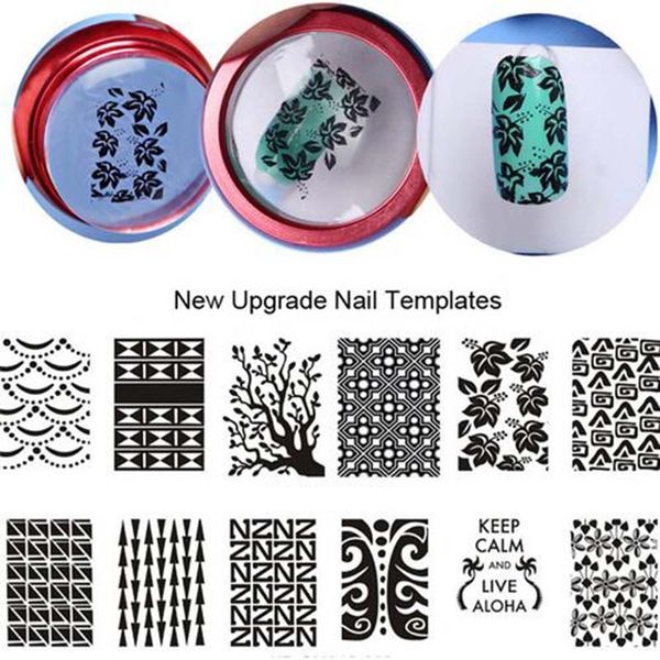 

js 5pcs/lot nail stamping plates stamper scraper polish stamp plastic template nail art stamping plate plastic print transfer, White