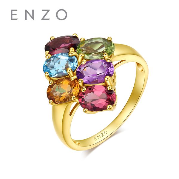 

enzo 18k yellow gold (au750) 6pc/2.8ct z garnet peridot tourmaline citrine amethyst engagement women ring classic jewelry, Golden;silver