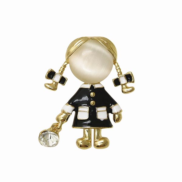 

oneckoha cute russia girl brooch pin opal stone figure pin gift for daughter, Gray