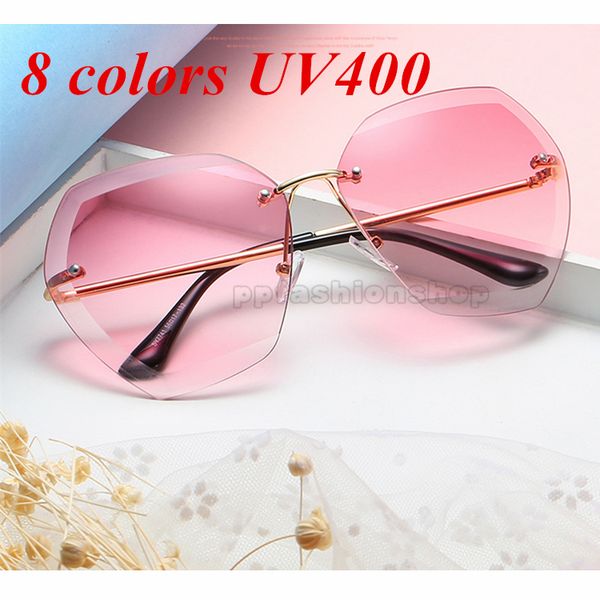 

women sunglasses new marine sunglasses women luxury fashion frameless metal glasses uv protection sunglasses reflective coating eyewear, White;black