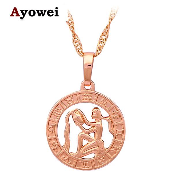 

whole saleround aquarius design fashion 12 constellation gold tone wholesale & retail fashion jewelry necklaces & pendants ln456a, Silver