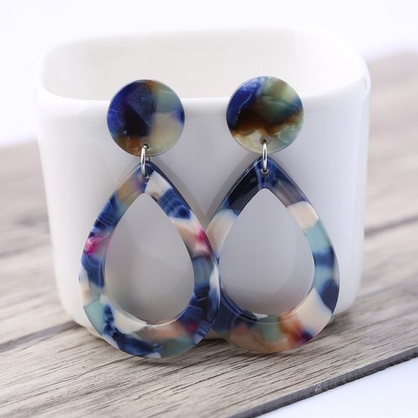 

reidgaller 2018 fashion new women personality bohemian teardrop dangle acetate earrings, Silver