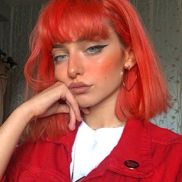 Wig Female Bright Orange Short Curly Hair Women S Synthetic Wigs