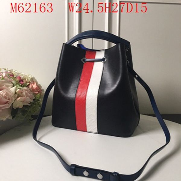 

designer leather drawstring women classic waves block colors bucket bags 24.5cm wide two quality single shoulder belt low profit