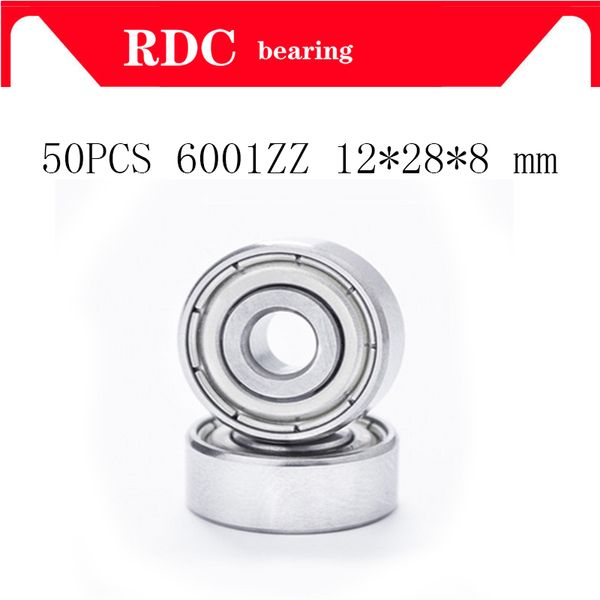 

50pcs 6001zz bearing abec-5 12x28x8 mm deep groove 6001 zz ball bearings 6001z 80101 z 6001z bearing 12*28*8 mm