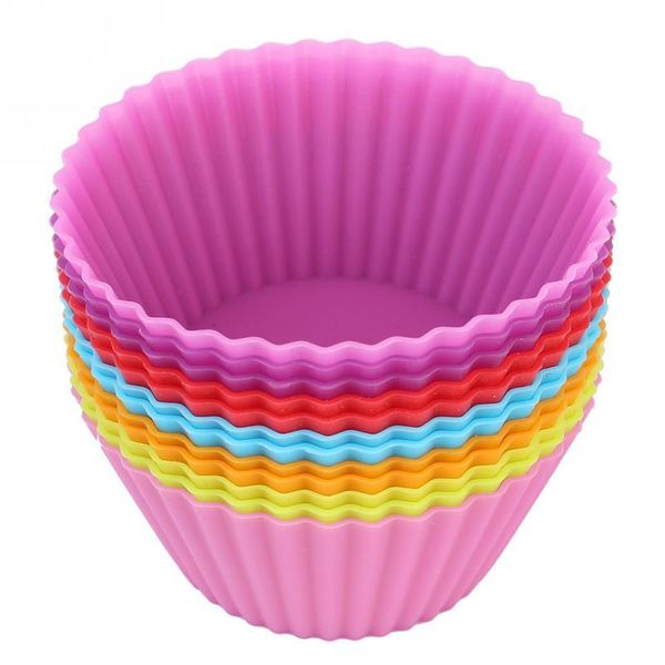 

2.8inch 12pcs/lot round shape silicone muffin cases cake cupcake liner baking mold bakeware maker mold tray baking