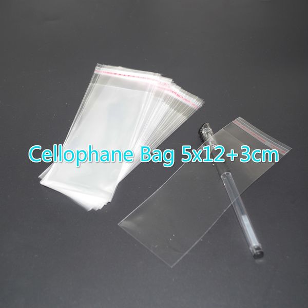 

500pcs clear resealable bopp/poly / cellophane bag 5x12+3cm transparent opp gift bags plastic packaging bags self adhesive seal