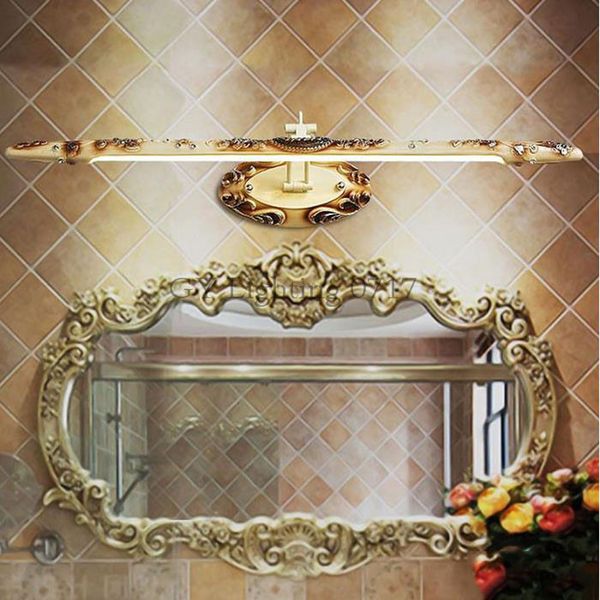 

AC110-240V L50cm L60cm L66cm винтажное золото привело переднее зеркало свет ванная комната ко