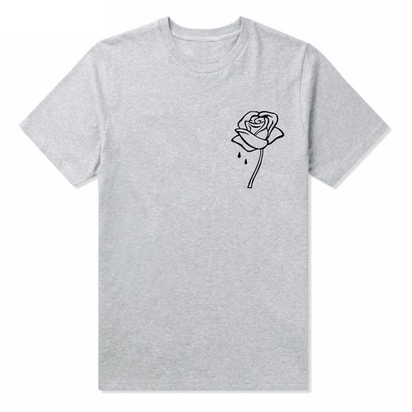 

rose embroider tshirts men summer tees women simple casual tee white black grey short sleeved clothing