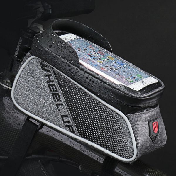 

wheel up mtb road bike bag waterproof bicycle bag saddle bags 6'' touchscreen phone case cycling front tube accessories