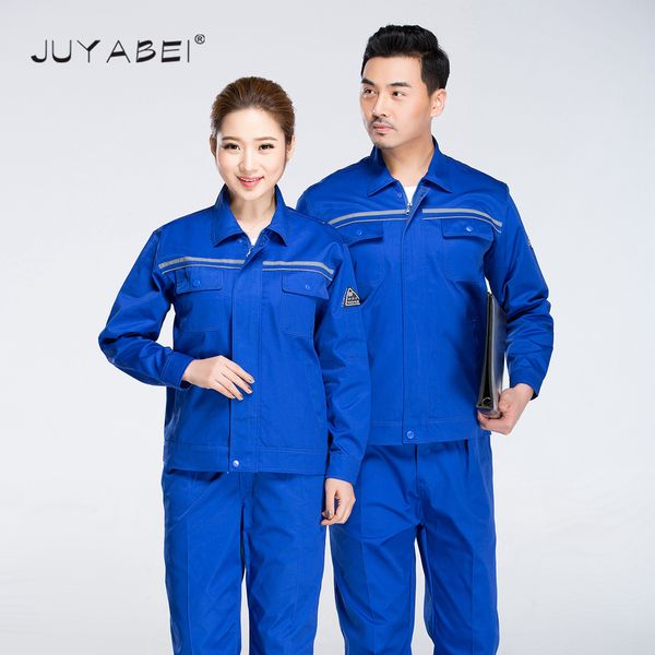 

2018 double reflective strip work wear sets protective clothing men anti-static coat with pants engineering service sets, Gray