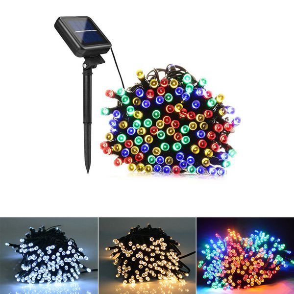 

солнечные лампы led string lights 100/200 leds открытый fairy праздник рождественская вечеринка гирлянды солнечный газон сад огни водонепрон