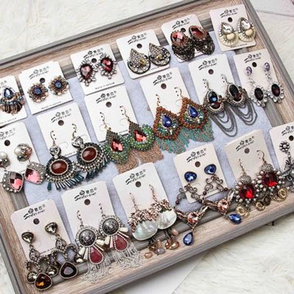

2018 Vintage Palace Luxury Jeweled Gold Plated Stud Earrings crystal Dangle Jewelry Accessories eardrop Jewelry free shipping wholesale