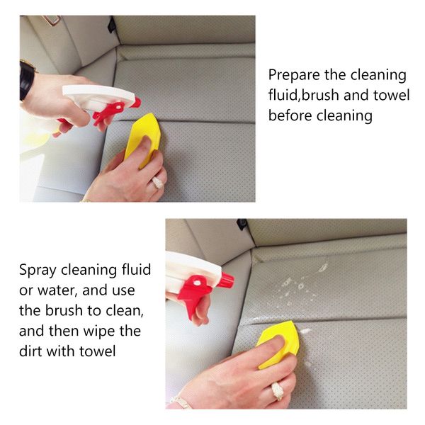 

car washing tool for car seat pu and genuine leather cleaning brush auto care plastic handle car brushes detailing clean brush