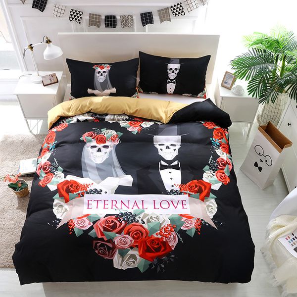 3d Skeletal Bride Skull Bedding Set Digital Printing Duvet Cover