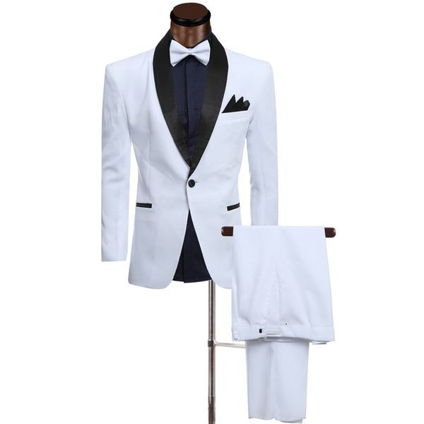 

custom slim fit white men suits 2018 wedding groom tuxedos (jacket+pants) man blazer prom wear, Black;gray