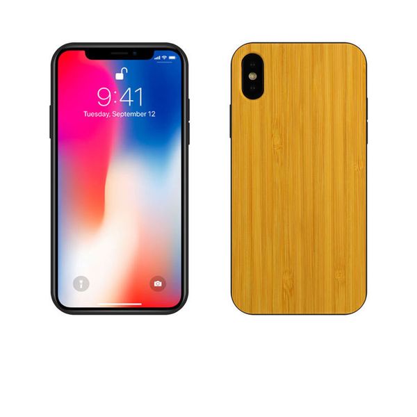 Fabrikverkauf aus echtem Holz, kundenspezifische Hülle für iPhone 6 6S 7 8 PLUS X, harte Handyhülle aus Holz mit weichen TPU-Schutzhüllen für Samsung S9 S8