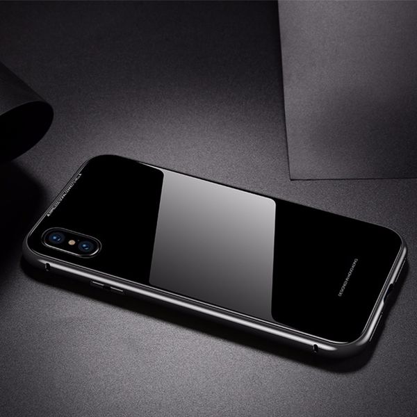

magnetic adsorption flip phone case for iphone x case tempered glass back cover luxury metal bumpers phone case