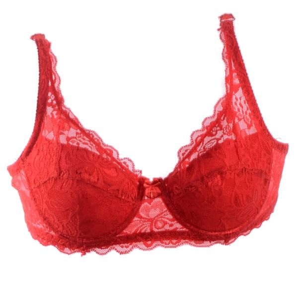 

fashion women lady push up soft non padded brassiere lace sheer bra size 32-40 cup b, Red;black