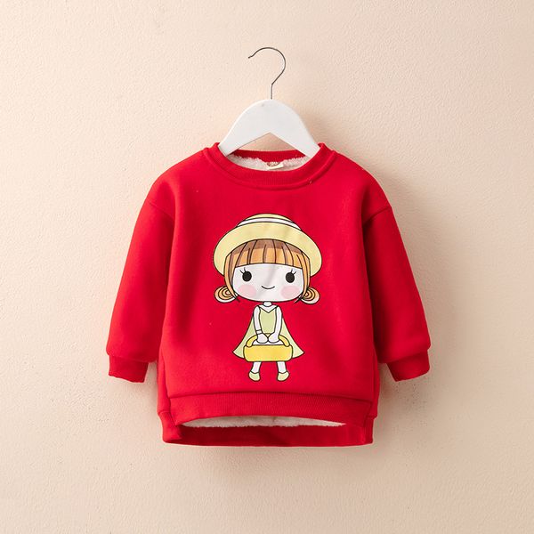 

bibicola girls autumn winter sweaters kids girls o-neck velvet shirts cartoon warm long sleeve pullover fashion thick clothing, Blue
